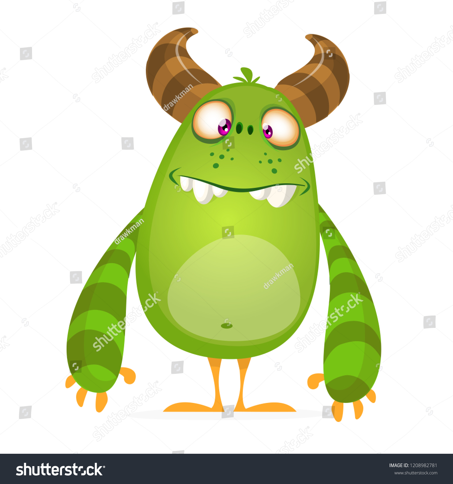 Angry Cartoon Monster Vector Illustration Green Stock Vector (Royalty ...