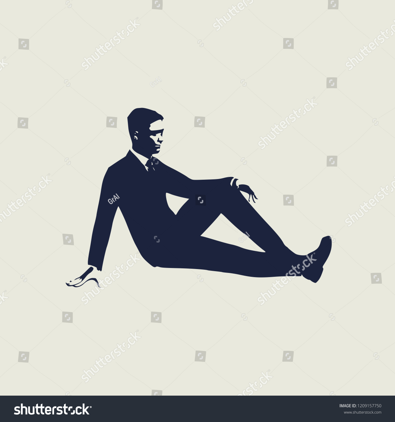 Silhouette Relaxed Young Man Sitting On Stock Vector Royalty Free 1209157750 Shutterstock 7866