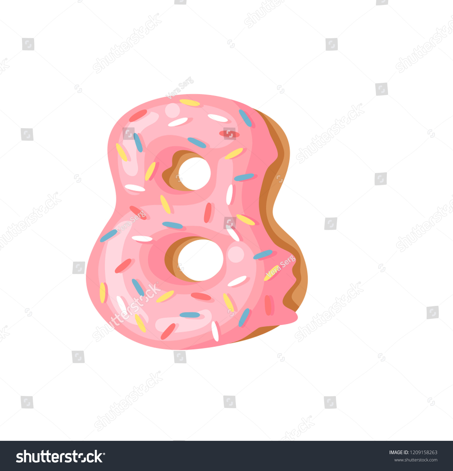 Cartoon Vector Illustration Donut Number 8 Stock Vector (Royalty Free ...