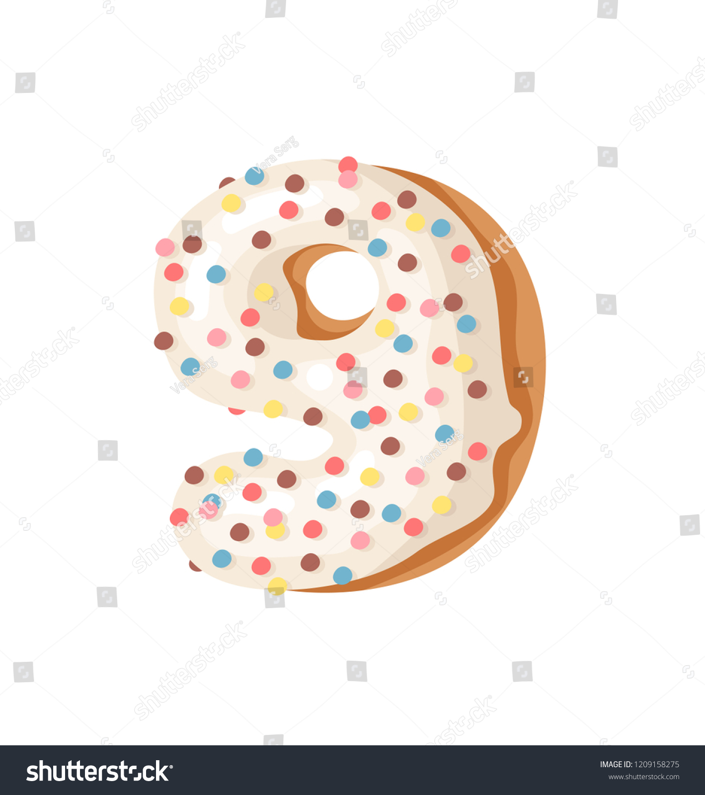 Cartoon Vector Illustration Donut Number 9 Stock Vector (Royalty Free ...