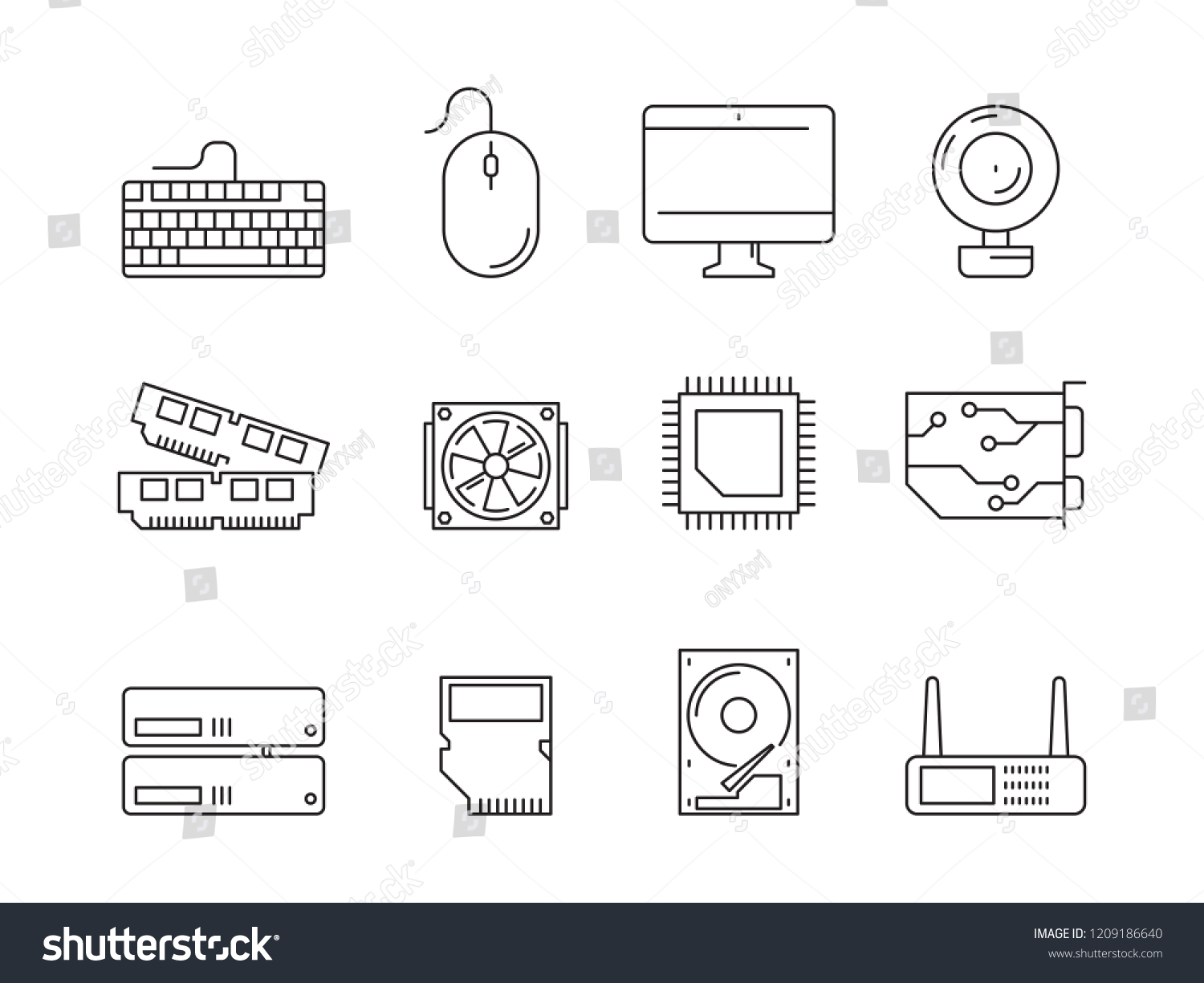 Components Icons Ssd Cpu: vector de stock (libre de 1209186640 | Shutterstock