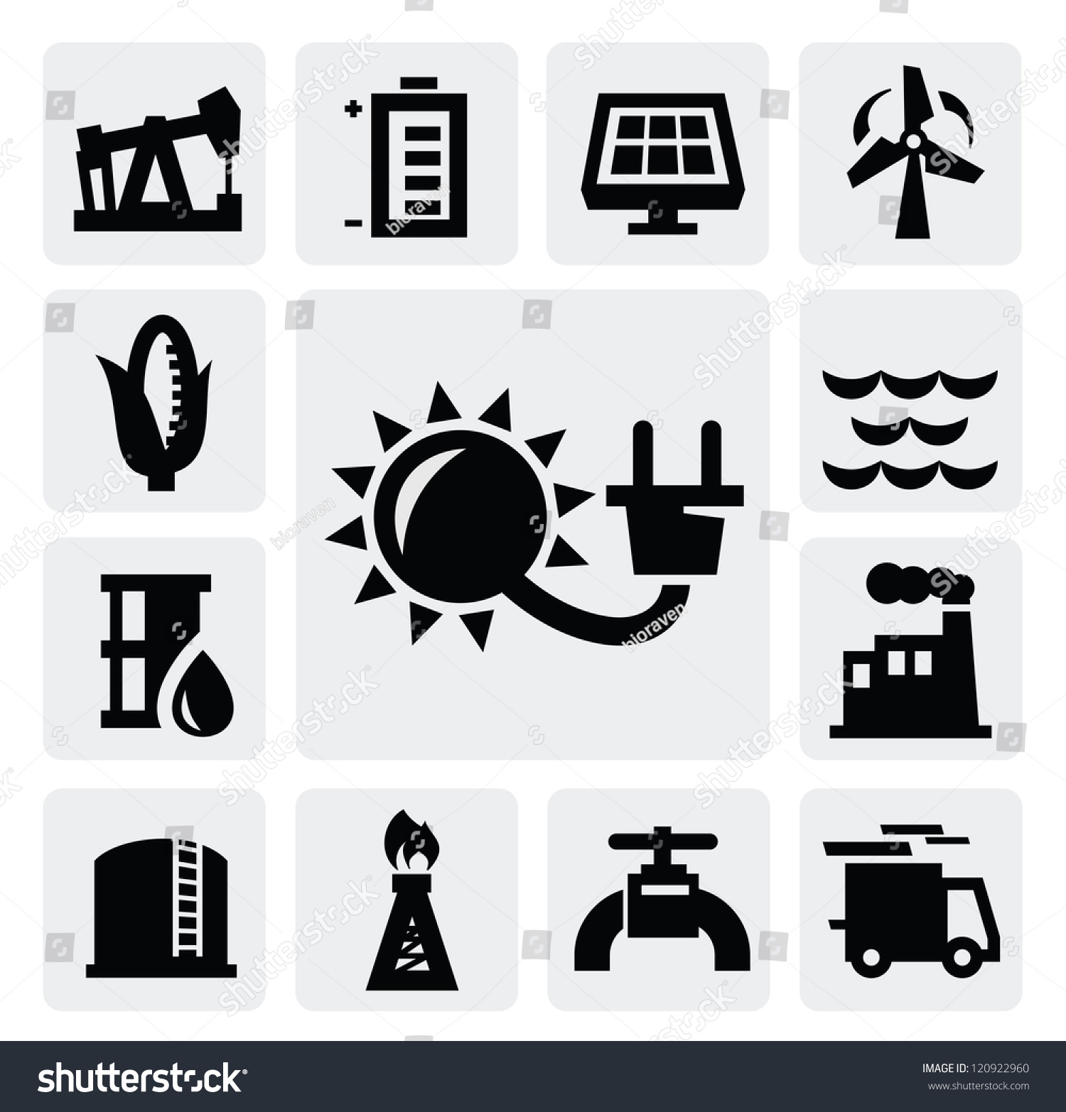 Vector Black Energy Industry Icon Set Stock Vector (Royalty Free ...