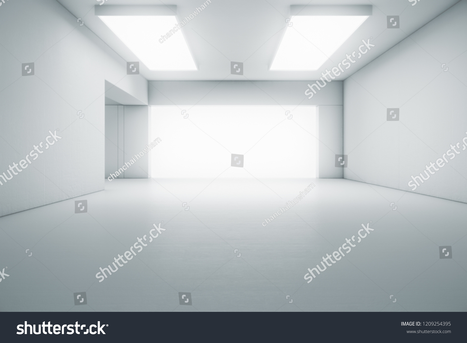 Empty Abstract White Room Gate Glowing Stock Illustration 1209254395 ...