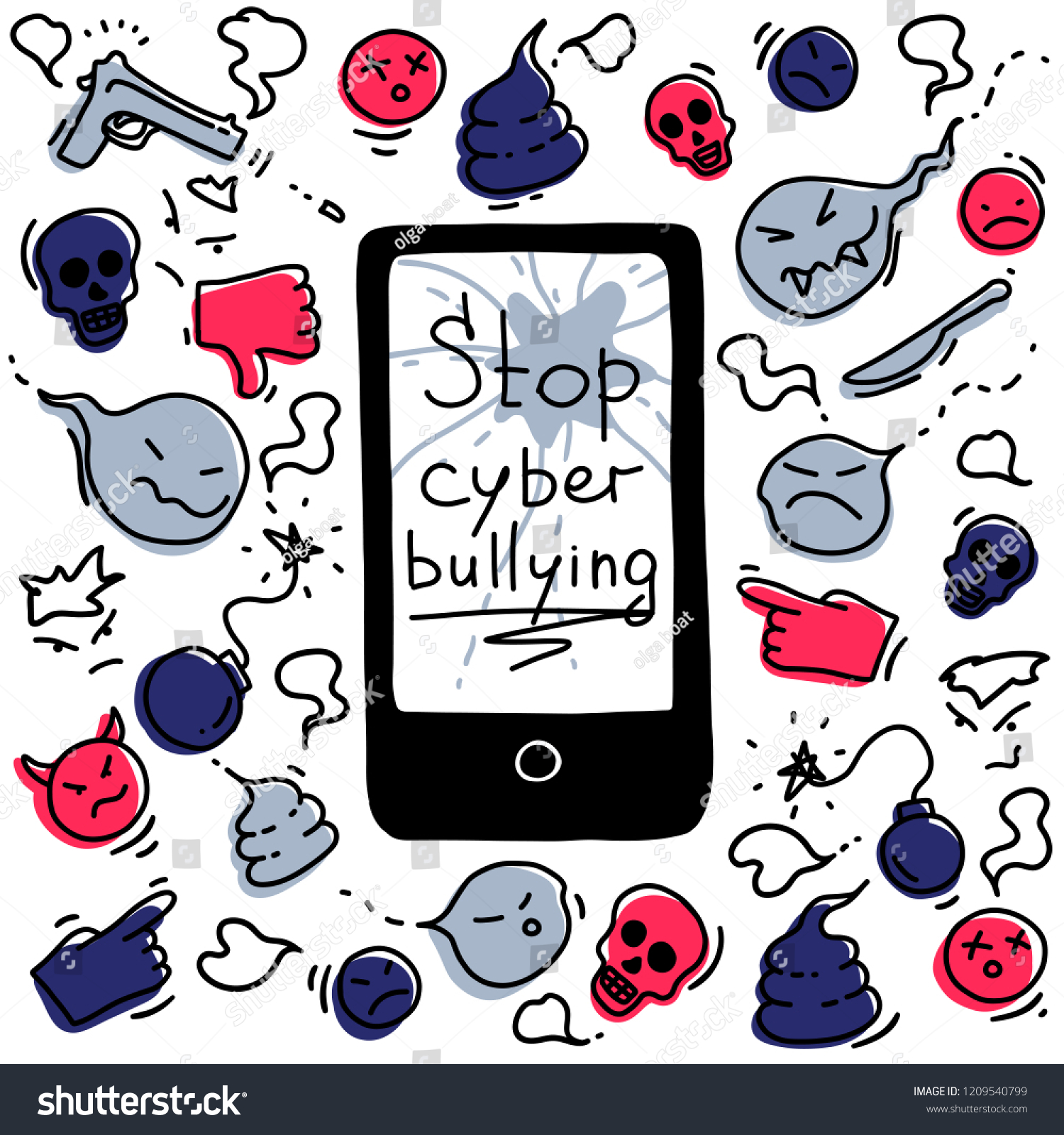 Concept Cyberbullying Through Internet Come Unfriendly Stock Vector Royalty Free 1209540799 1506