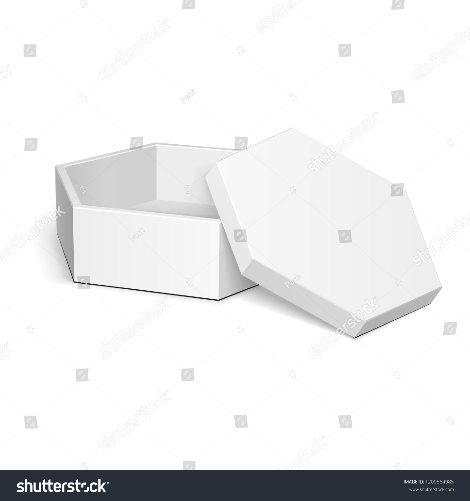 Mockup Open White Cardboard Hexagon Box Stock Vector Royalty Free