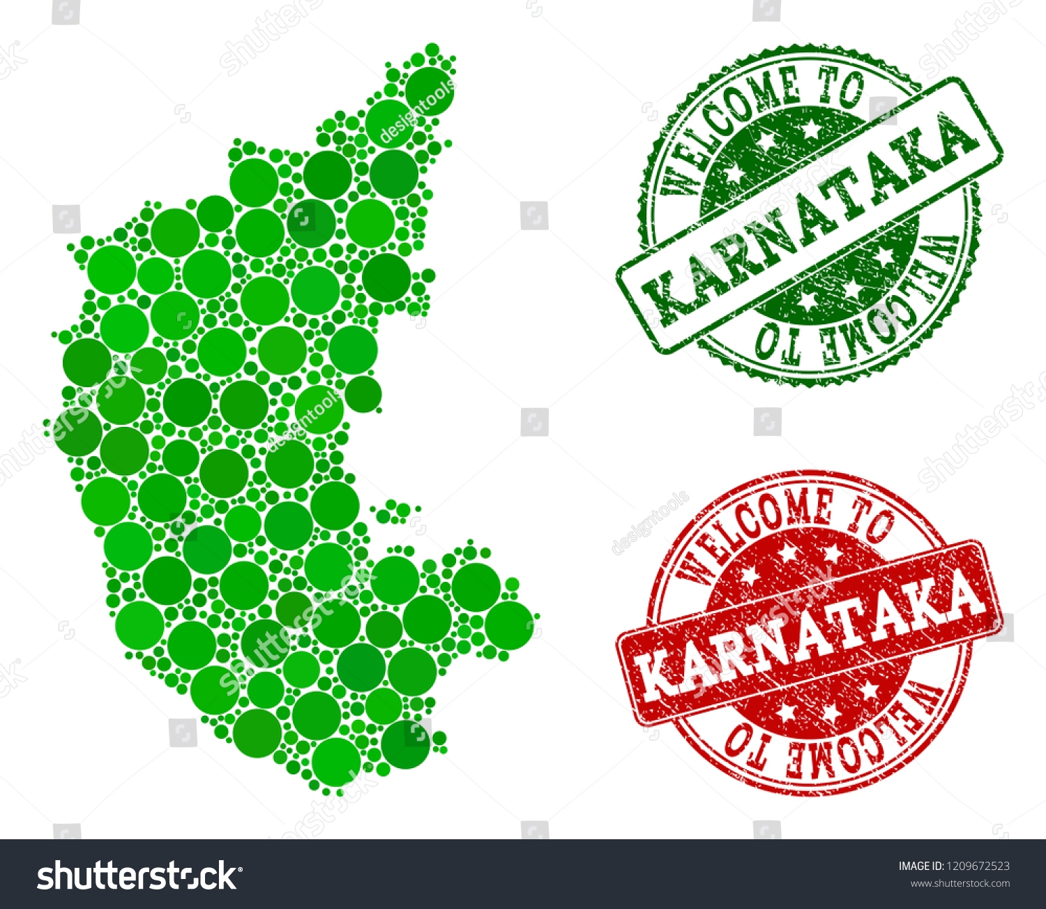 Welcome Composition Map Karnataka State Rubber Stock Vector (Royalty ...