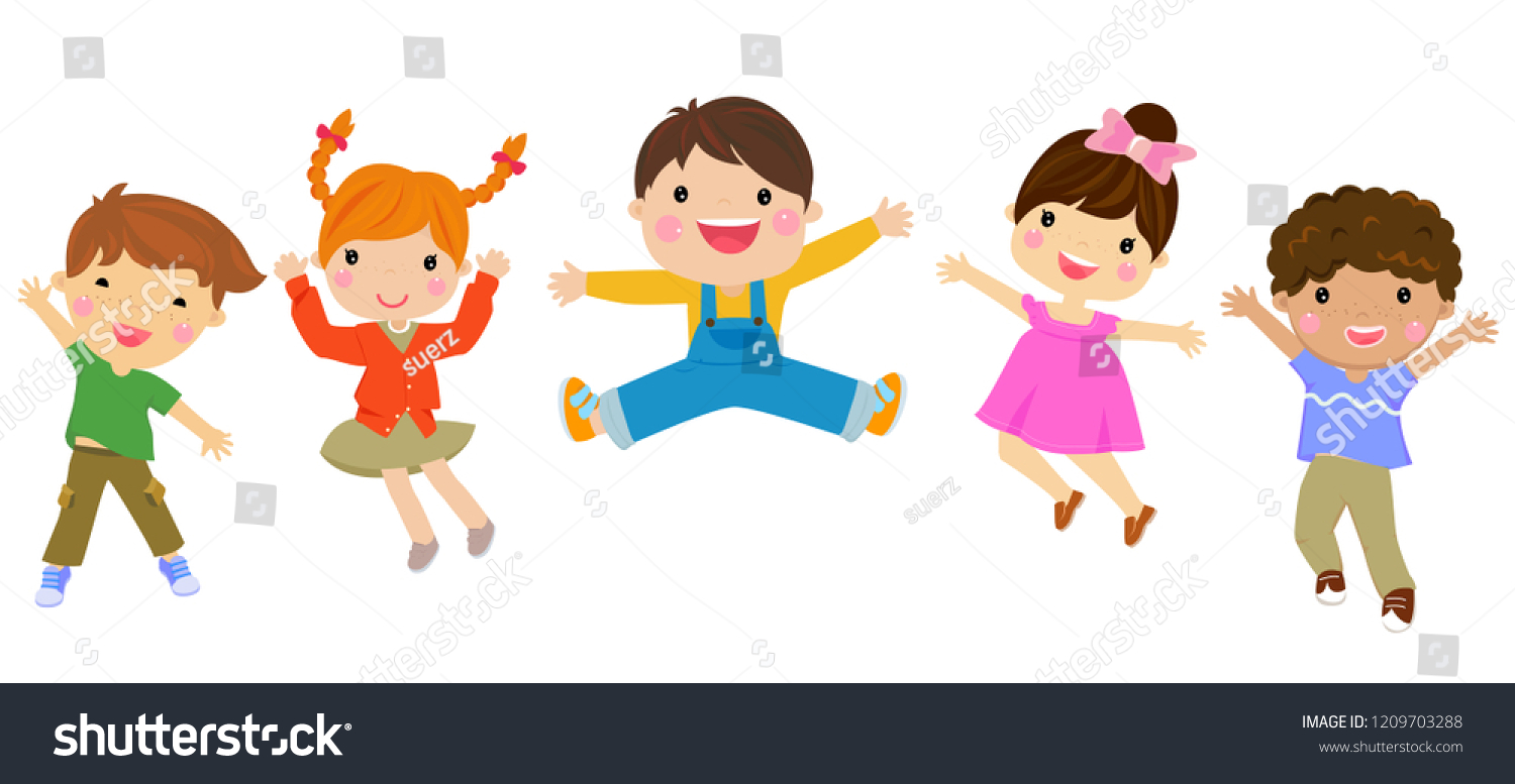 Children Jumping Together Stock Vector (Royalty Free) 1209703288 ...