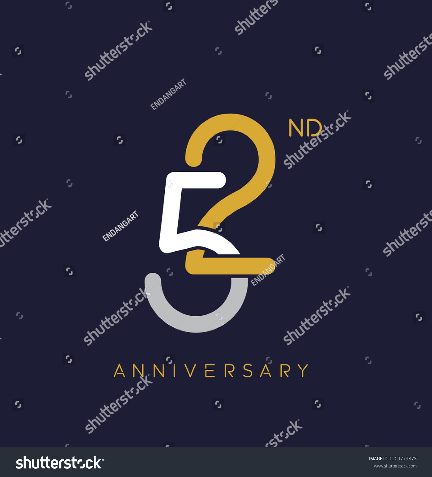 52nd Anniversary Logooverlapping Number Simple Monogram Stock Vector Royalty Free 1209779878 2038