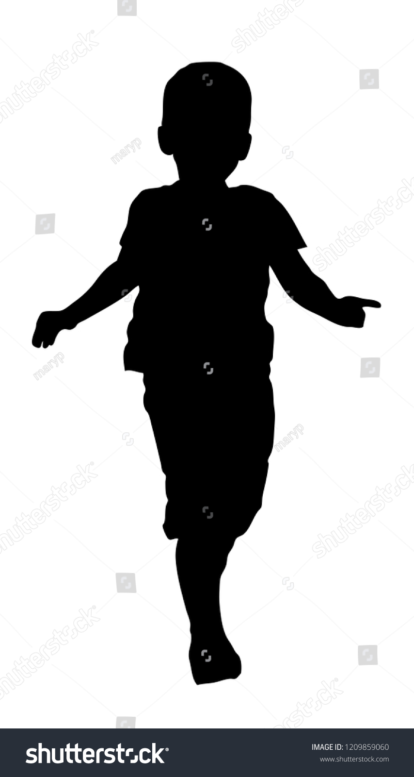 Boy Running Silhouette Stock Vector (Royalty Free) 1209859060 ...