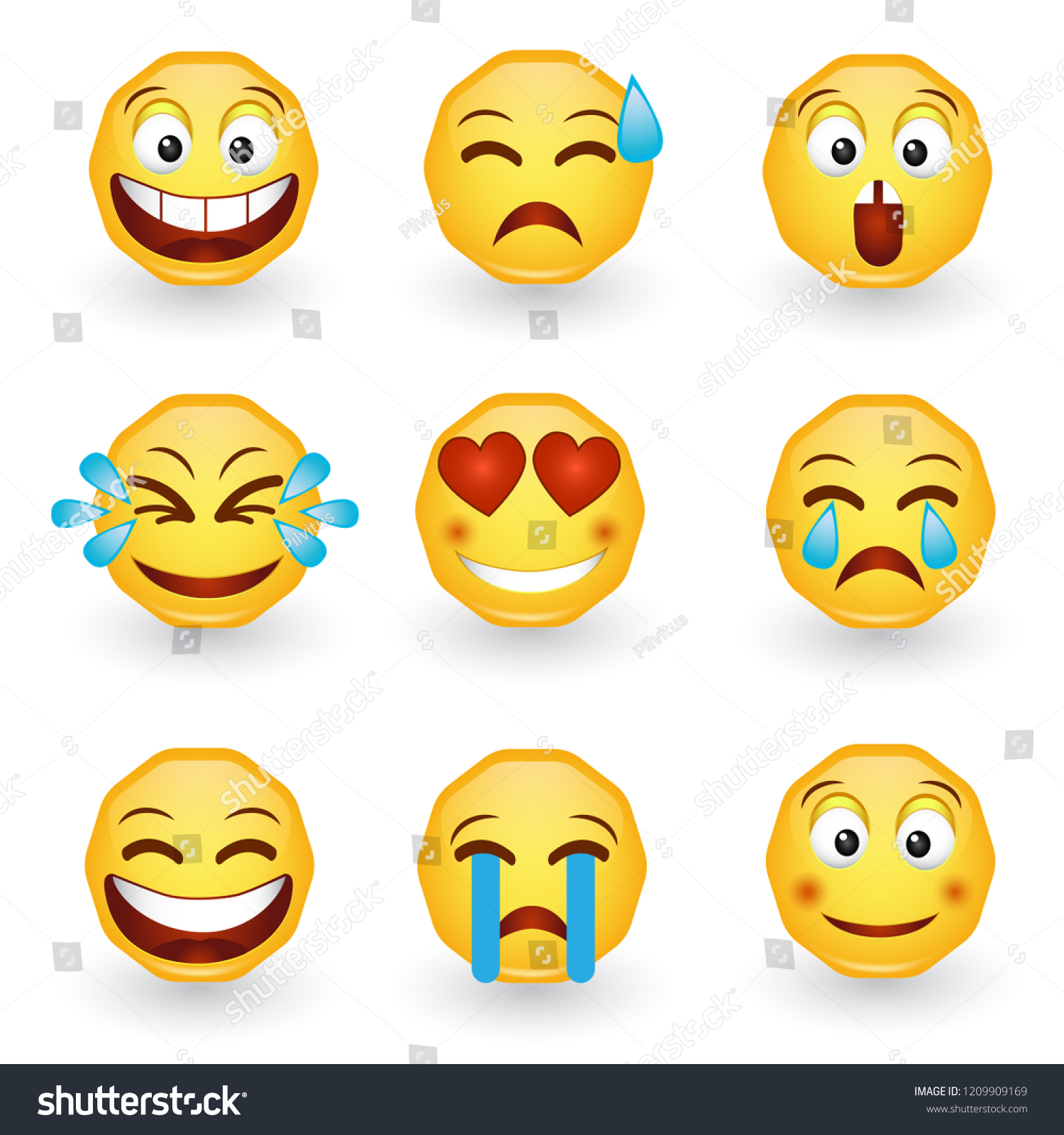 Collection Elements Smile Emoticons Set Emoji Stock Vector (Royalty ...