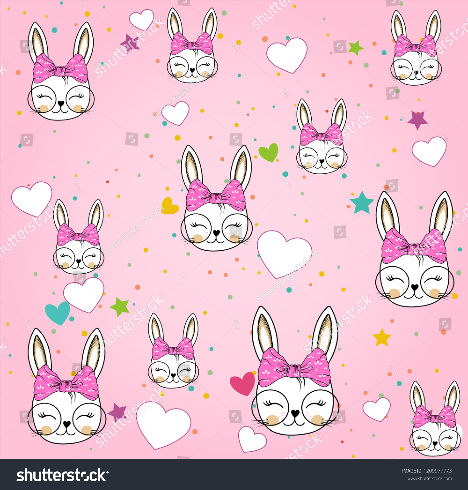 Pink Rabbit Pattern Background Vector Illustration Stock Vector ...