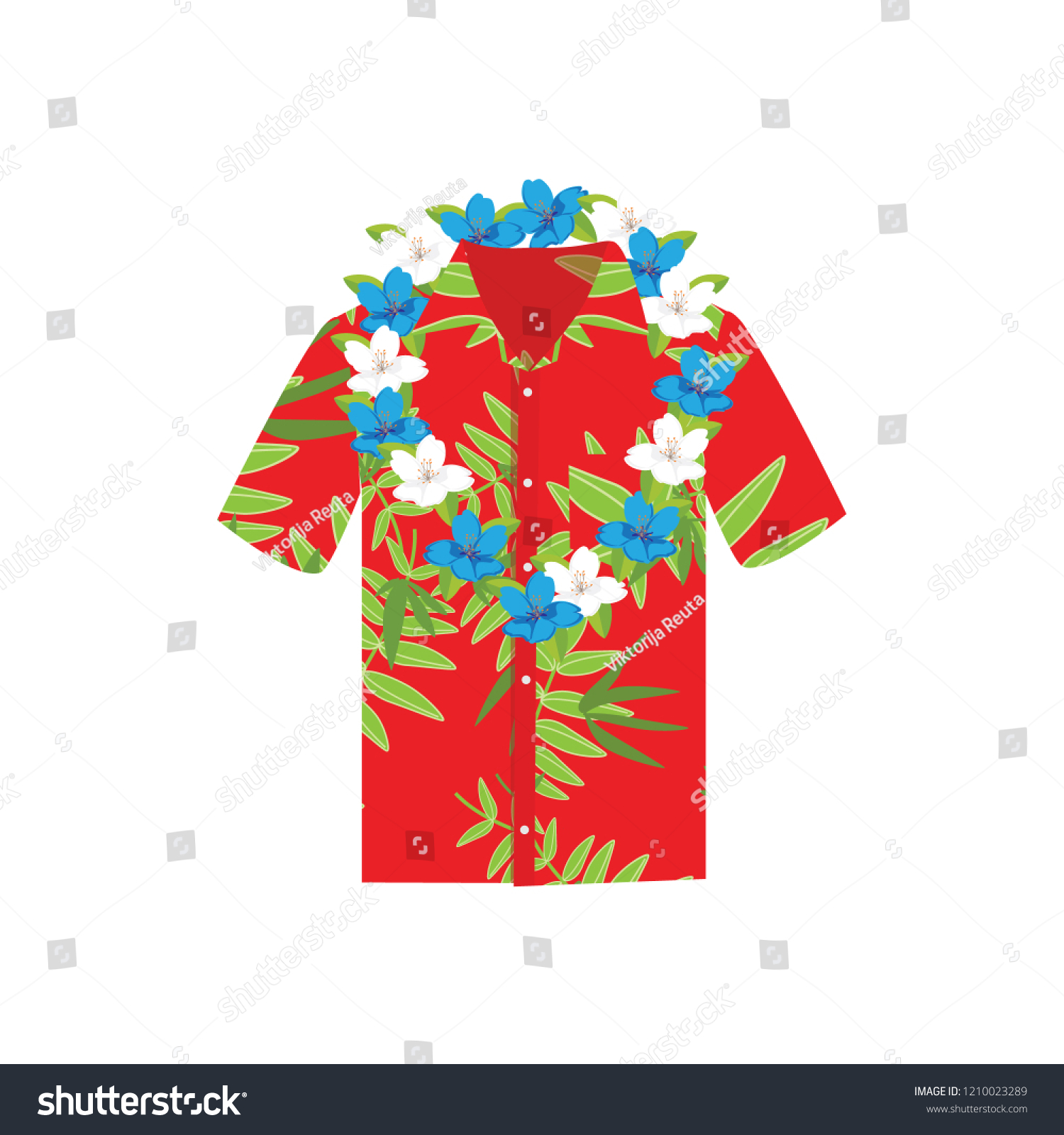 Vector Illustration Hawaiian Aloha Shirt Flower Stock Vector (Royalty ...