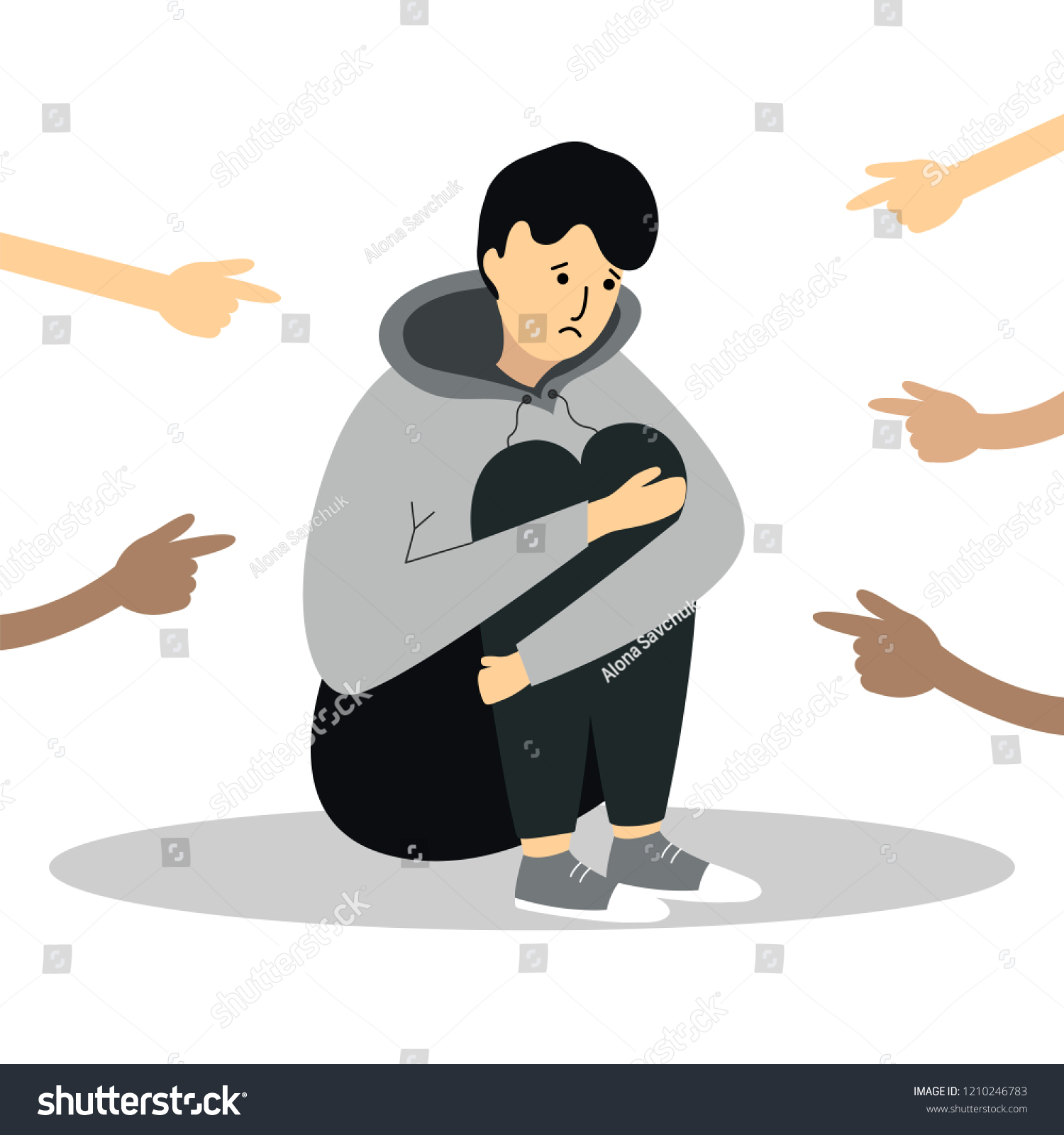 Fingers Pointing On Sad Young Boy Stock Vector (Royalty Free ...