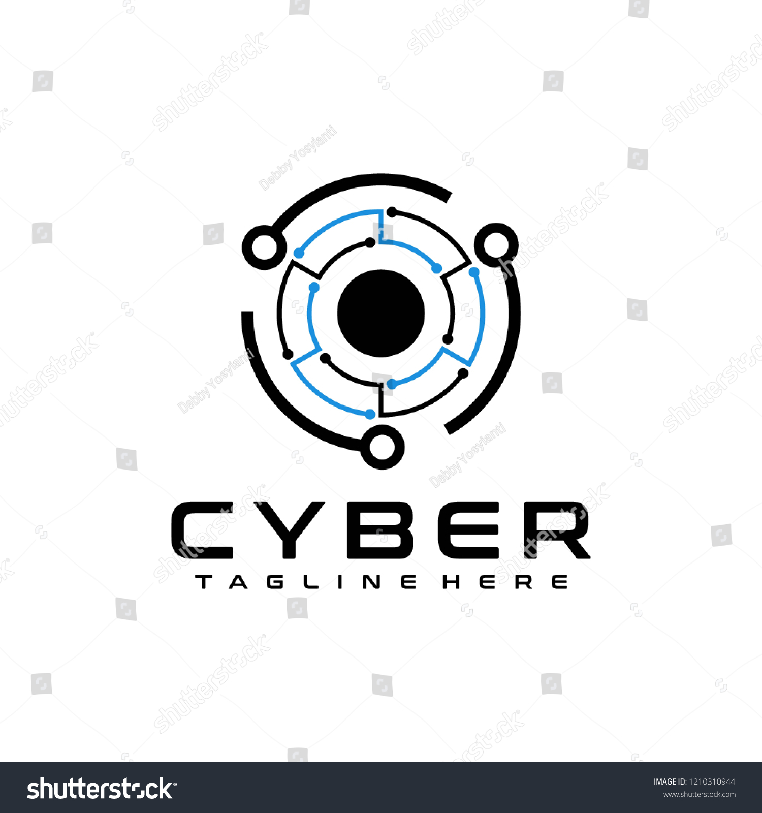 Cyber Logo Design Vector Template เวกเตอร์สต็อก ปลอดค่าลิขสิทธิ์