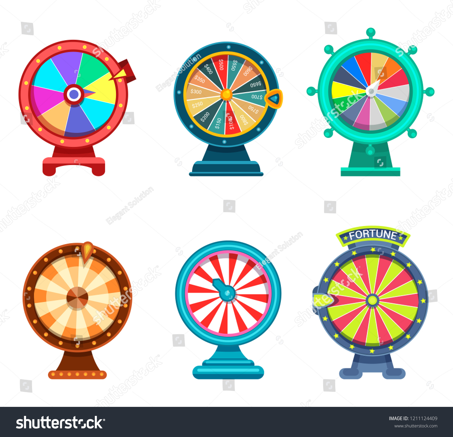 Set Isolated Icons Wheels Fortune Arrows Stock Vector (royalty Free 