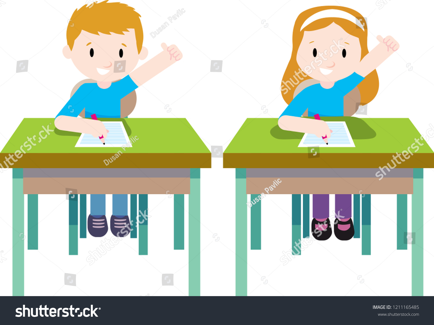 Boy Girl Have Test School Stock Vector (Royalty Free) 1211165485 ...