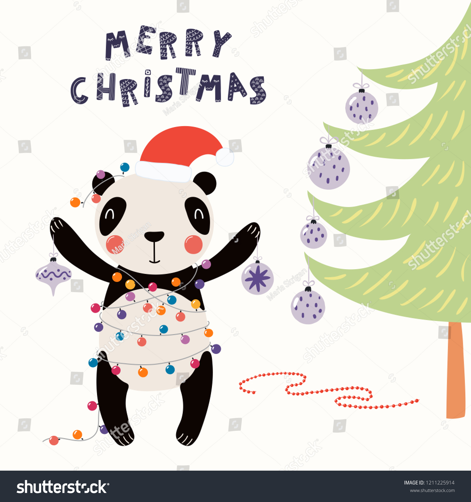 Hand Drawn Vector Illustration Cute Panda Stock Vector (Royalty Free ...