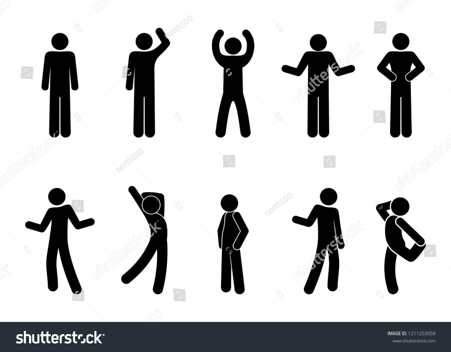 Icon Man Stands Set Pictograms Various Stock Vector (Royalty Free ...