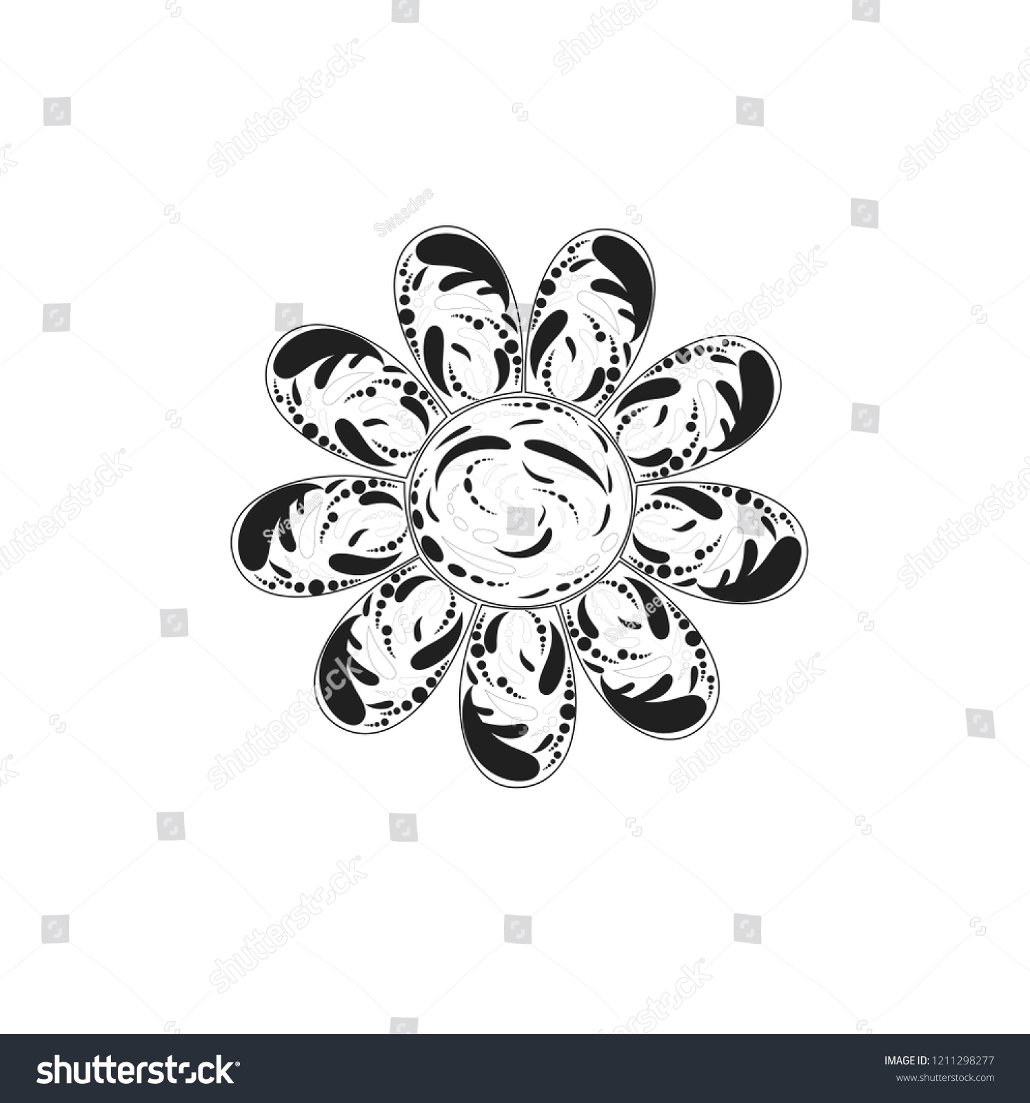 Tribal Graphic Flower Illustration Vector Stock Vector Royalty Free   Stock Vector Tribal Graphic Flower Illustration Vector 1211298277 