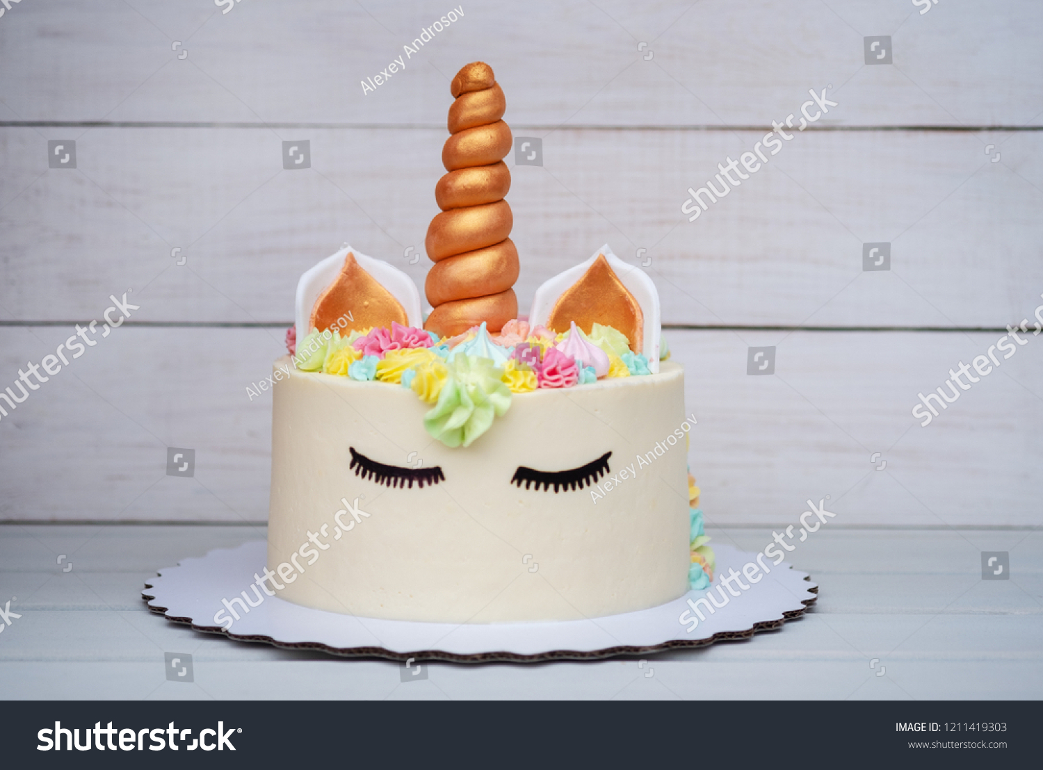 Beautiful Birthday Cake Shape Unicorn On Stock Photo 1211419303 ...