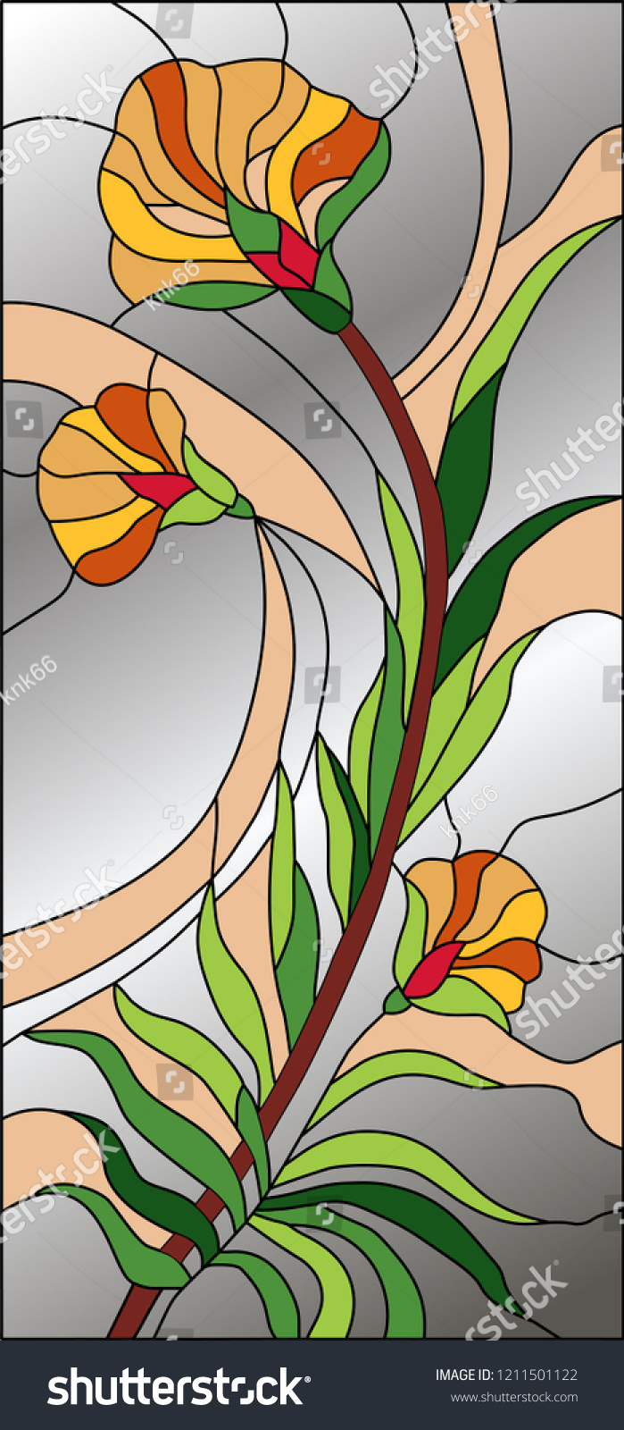 Abstract Floral Stained Glass Mosaic Pattern Stock Vector Royalty Free 1211501122 Shutterstock