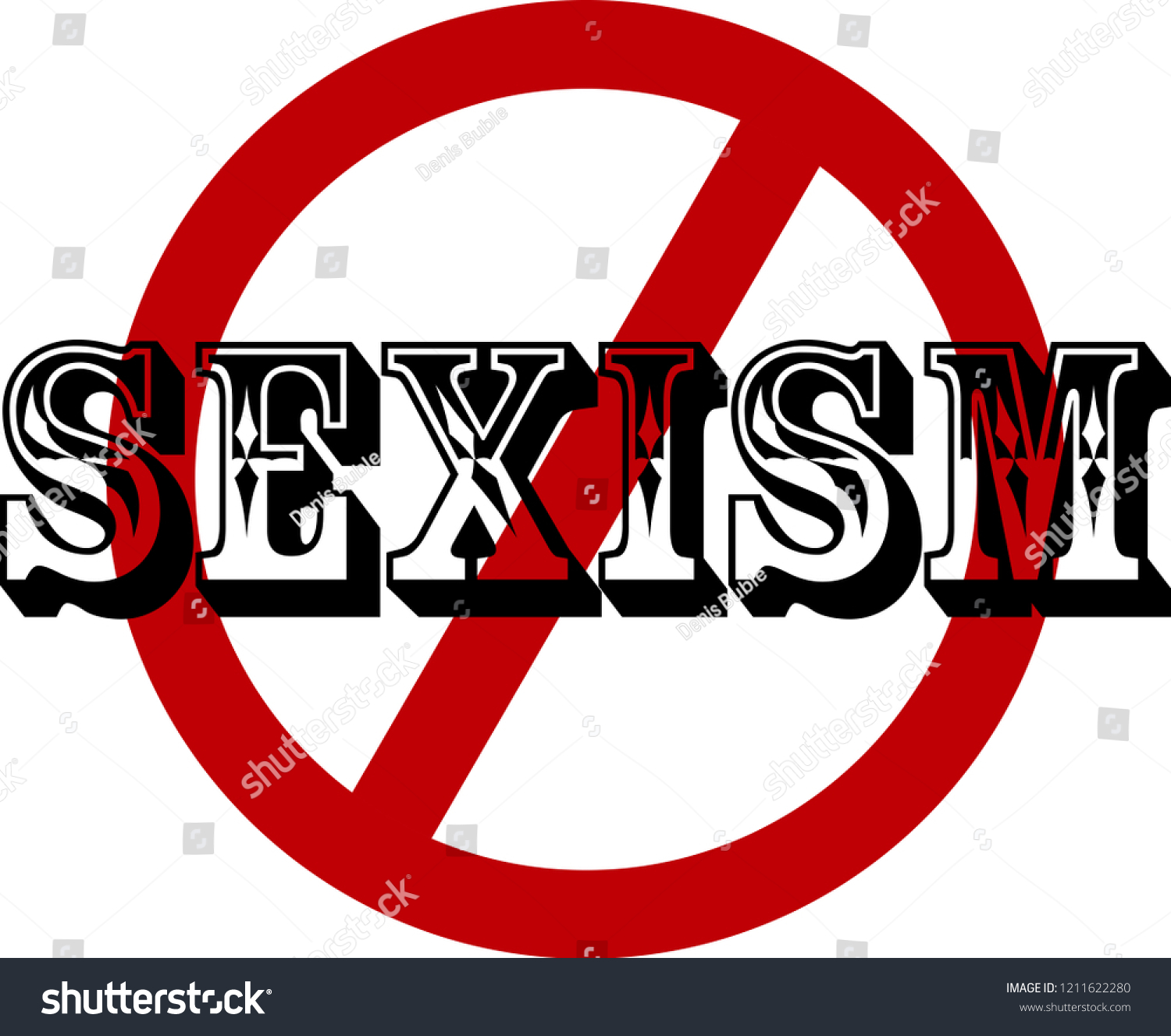 Stop Sexism Black Text Red Sign Stock Vector Royalty Free Shutterstock