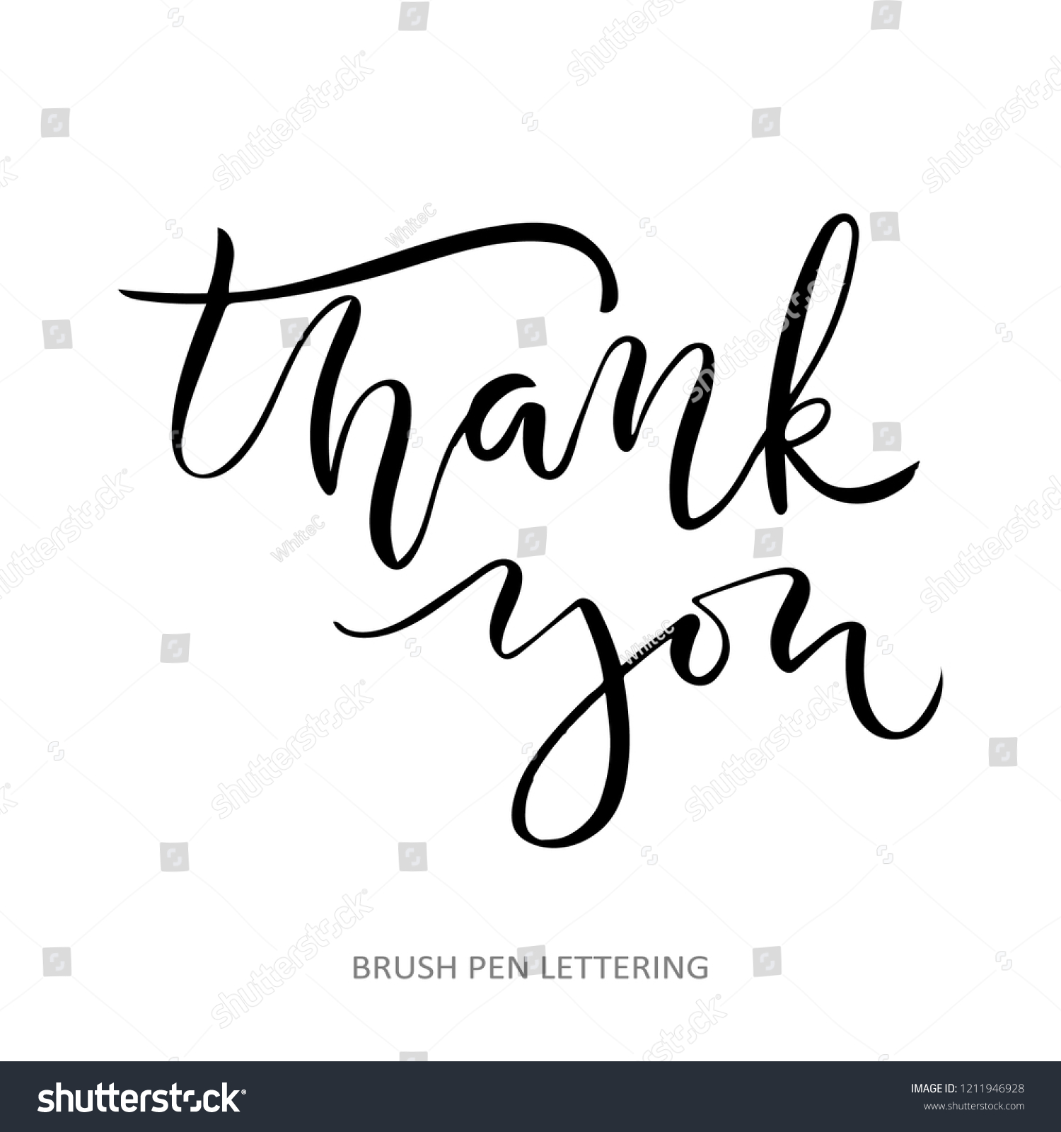 Thank You Handwritten Lettering Word Black Stock Vector (Royalty Free ...