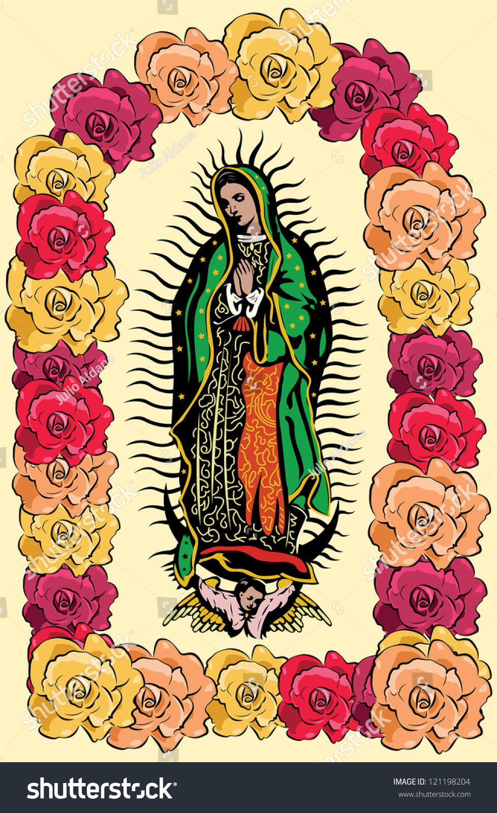 La Vierge de Guadalupe et les : image vectorielle de stock (libre de droits...