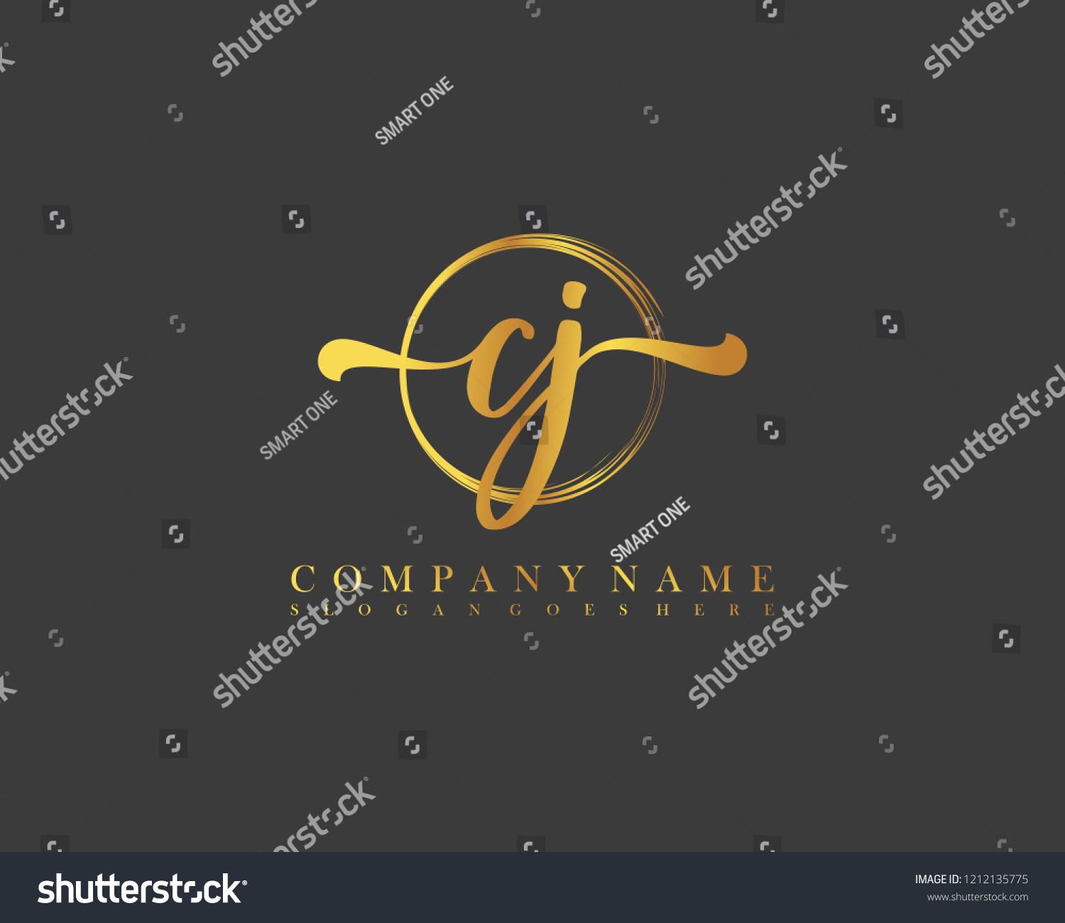 Cj Initial Handwriting Logo Circle Template Stock Vector (Royalty Free ...