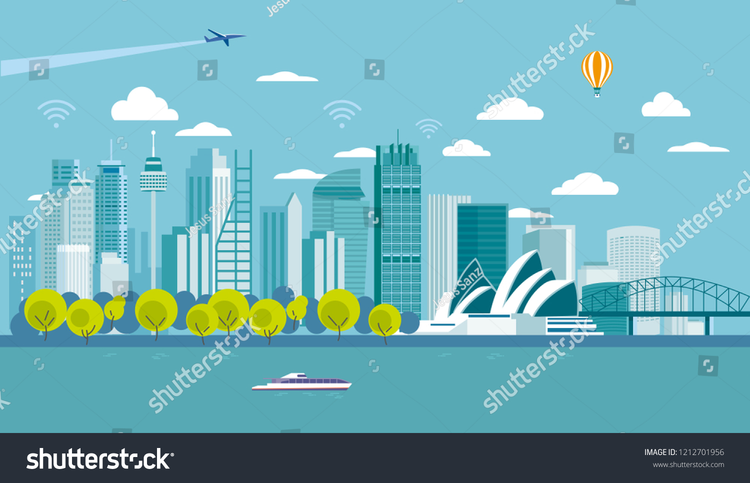 Sydney Australia City Skyline Major Architecture Stock Vector (Royalty ...