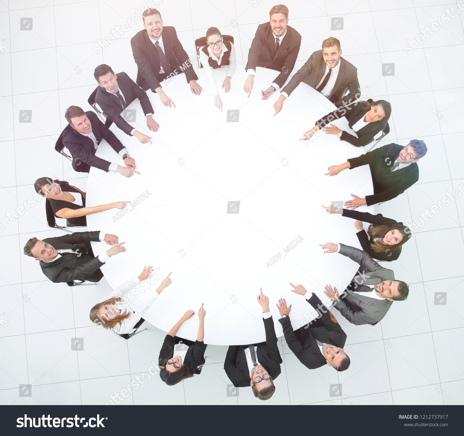 Group Business People Sitting Round Table Stock Photo 1212737917 ...