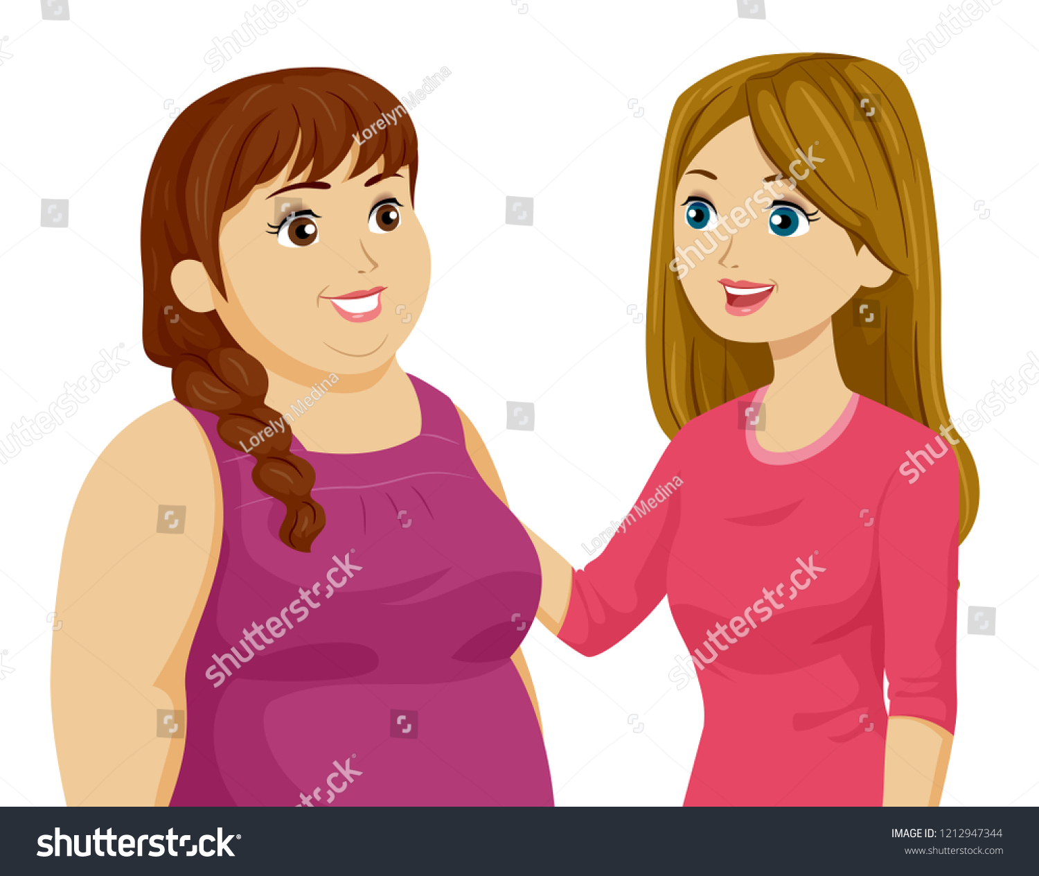 Illustration Teenage Girls Talking Each Other Stock Vector Royalty Free 1212947344 Shutterstock