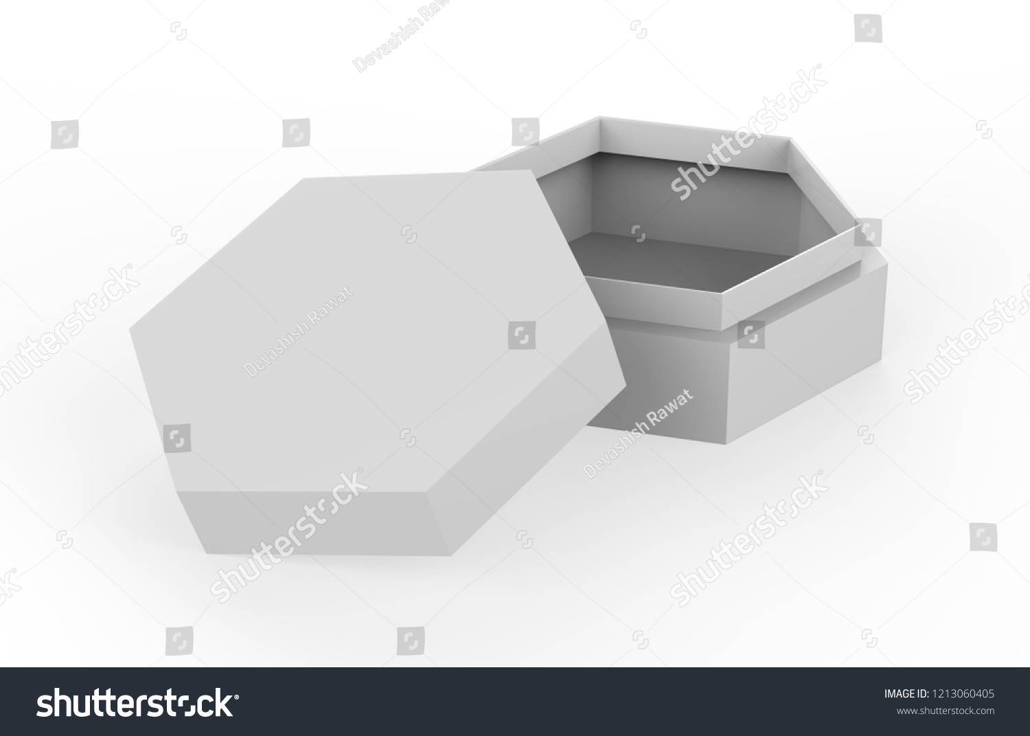 Blank White Cardboard Hexagon Packaging Box Stock Illustration