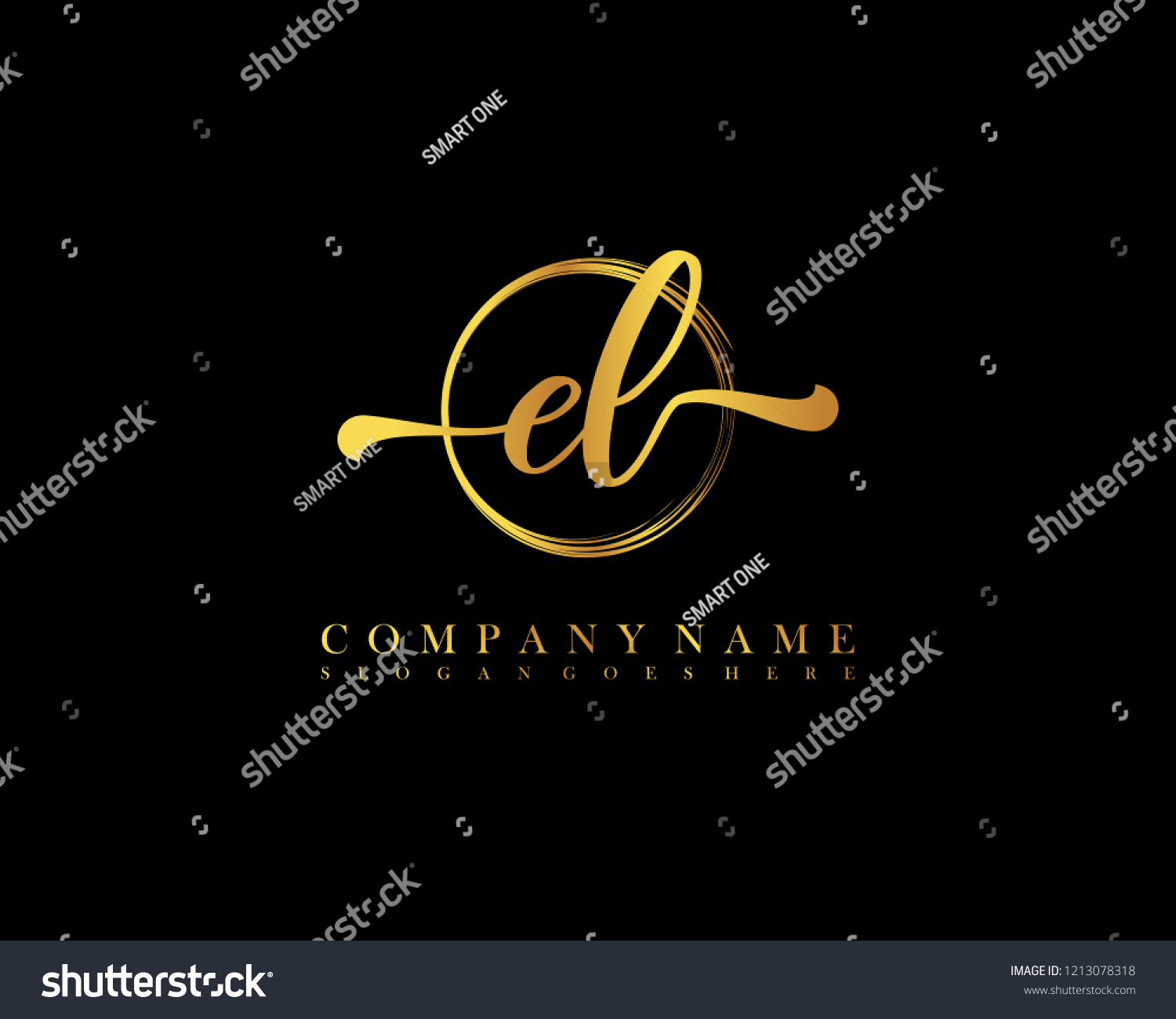 El Initial Handwriting Logo Circle Template Stock Vector (Royalty Free ...