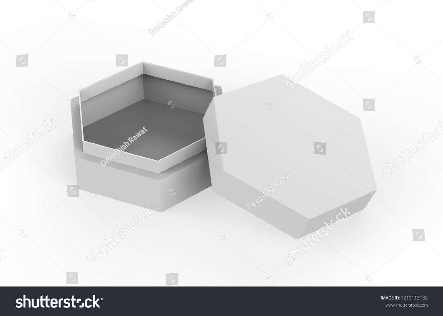 Blank White Cardboard Hexagon Packaging Box Stock Illustration