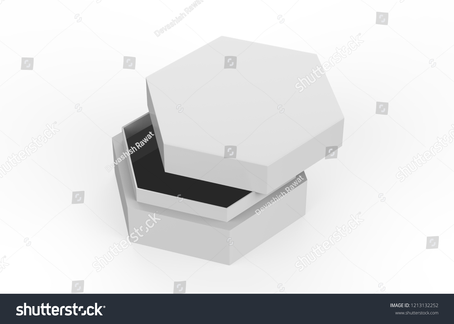 Blank White Cardboard Hexagon Packaging Box Stock Illustration