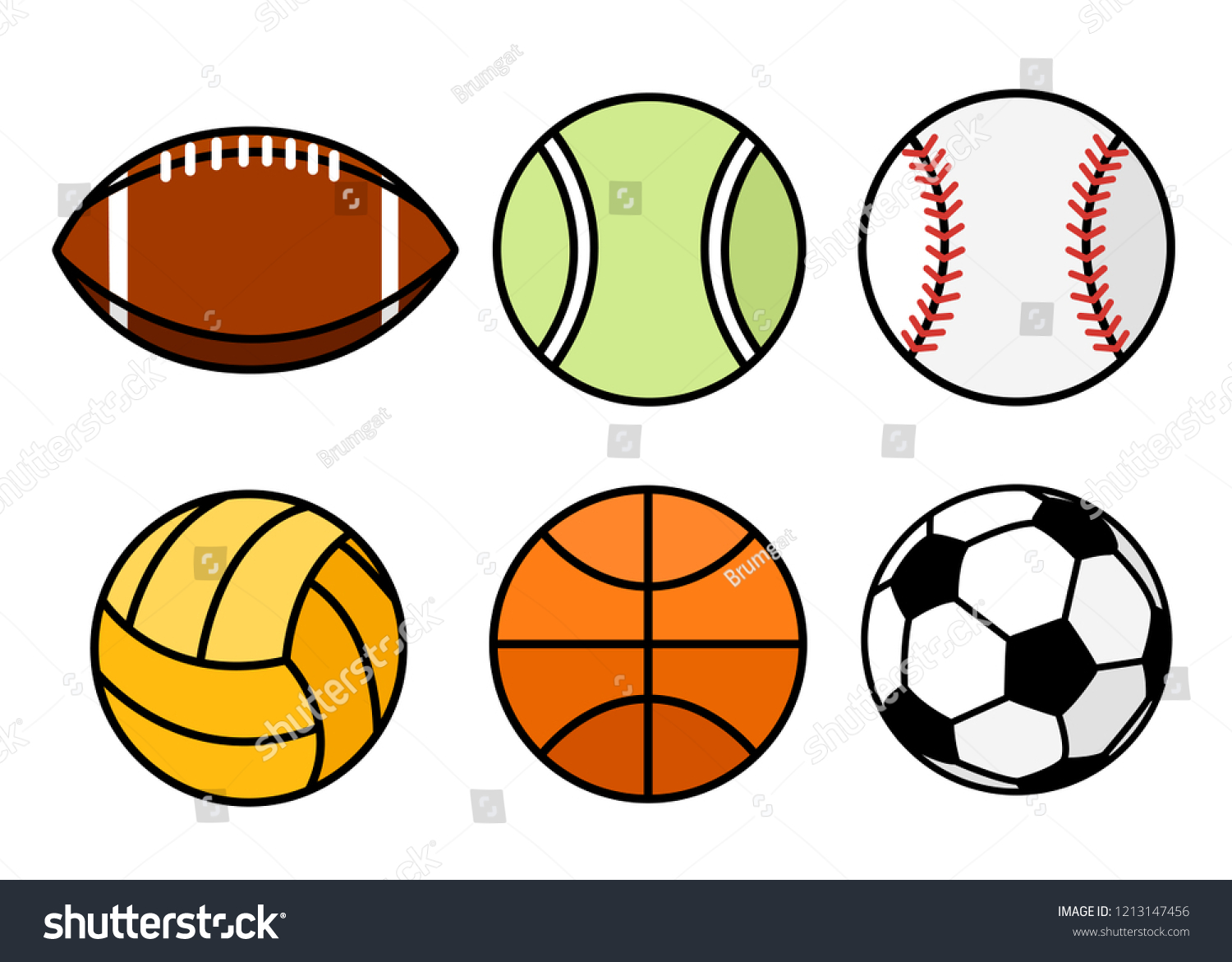 Collection Sport Balls Line Style Icon Stock Vector (Royalty Free ...