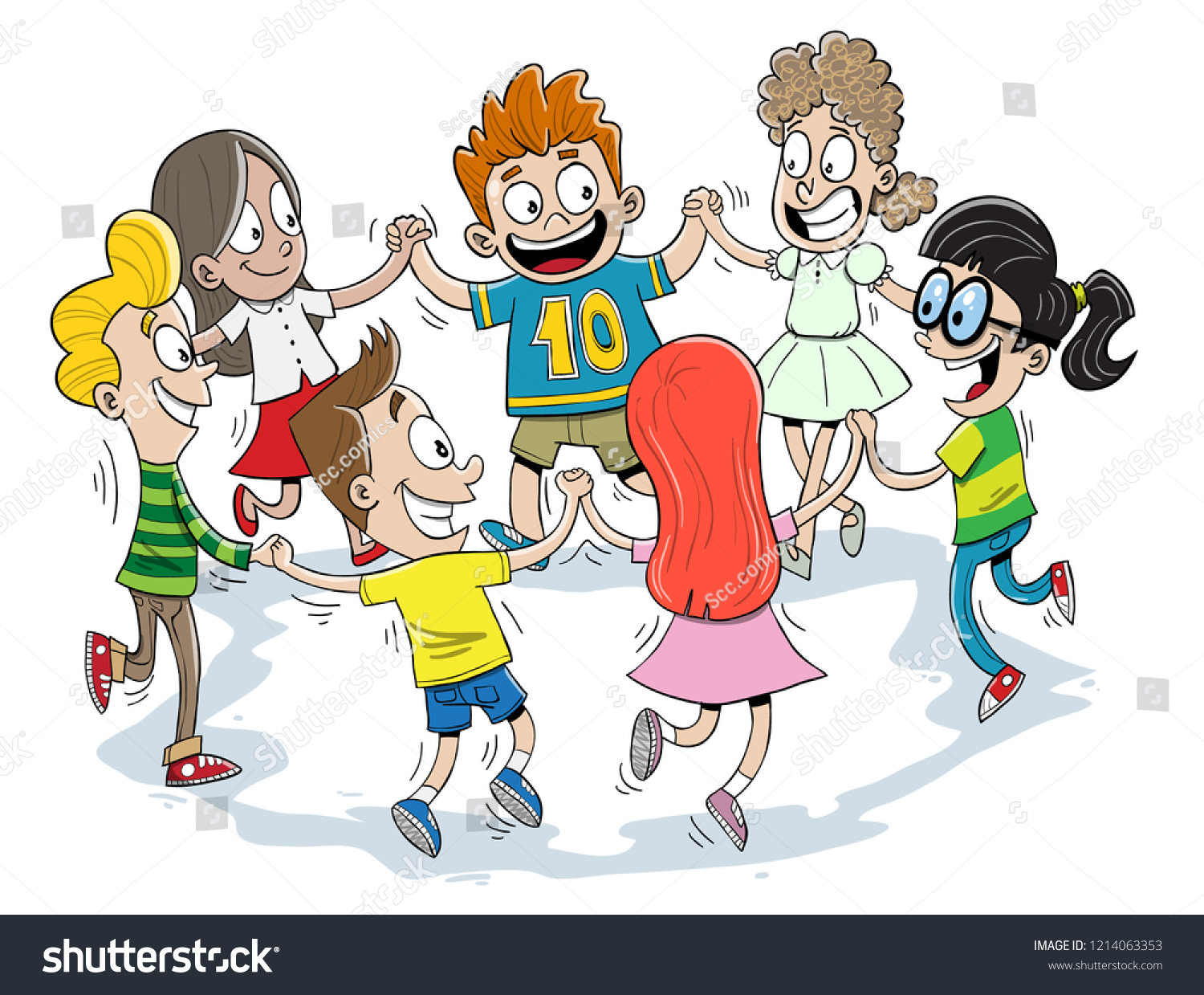 Many Kids Dancing Together Circle Stock Vector (Royalty Free ...