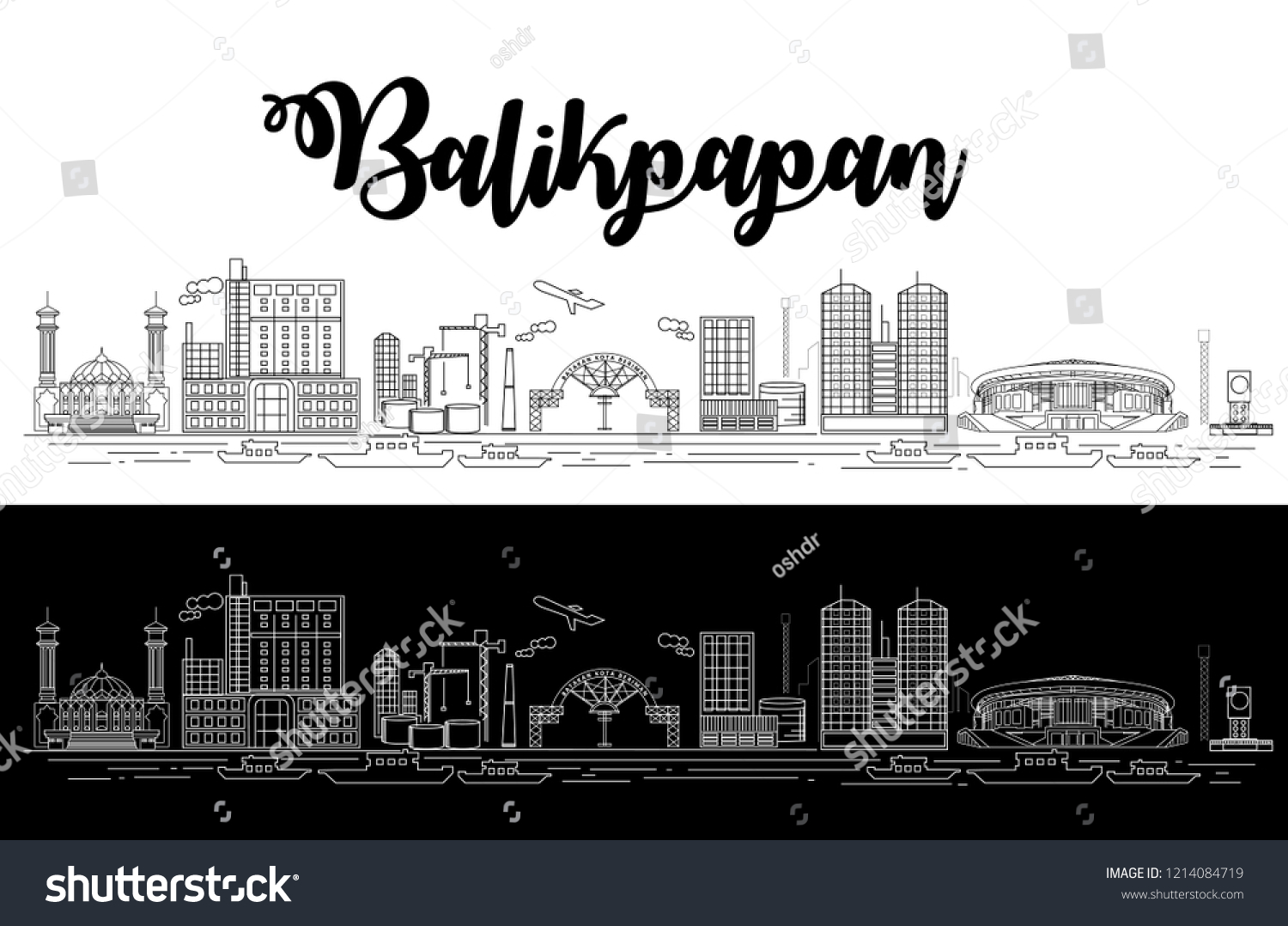 Paisaje Urbano De Balikpapan Provincia De Vector De Stock Libre De