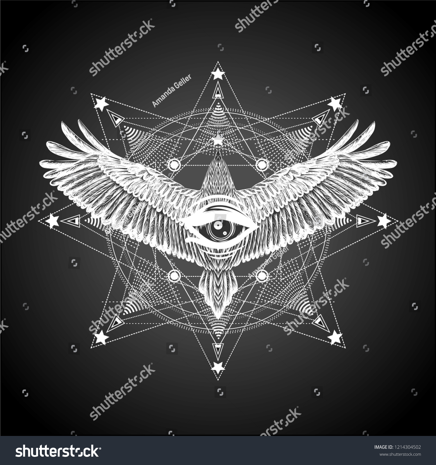 Masonic Symbol All Seeing Eye Hand Stock Vector (Royalty Free ...