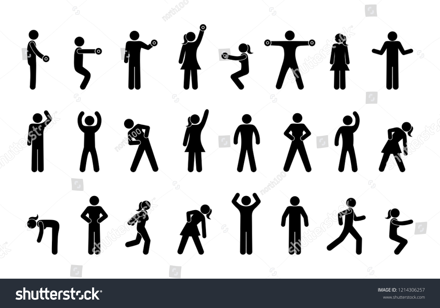 Icons People Involved Fitness Gymnasium Pictogram Stock Illustration ...