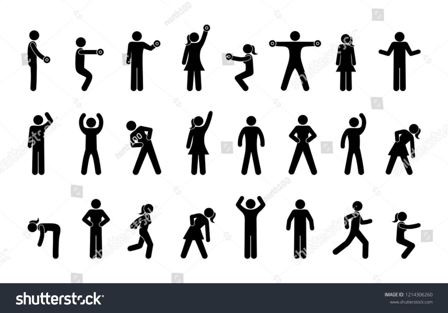 Icons People Involved Fitness Gymnasium Pictogram Stock Vector (royalty 