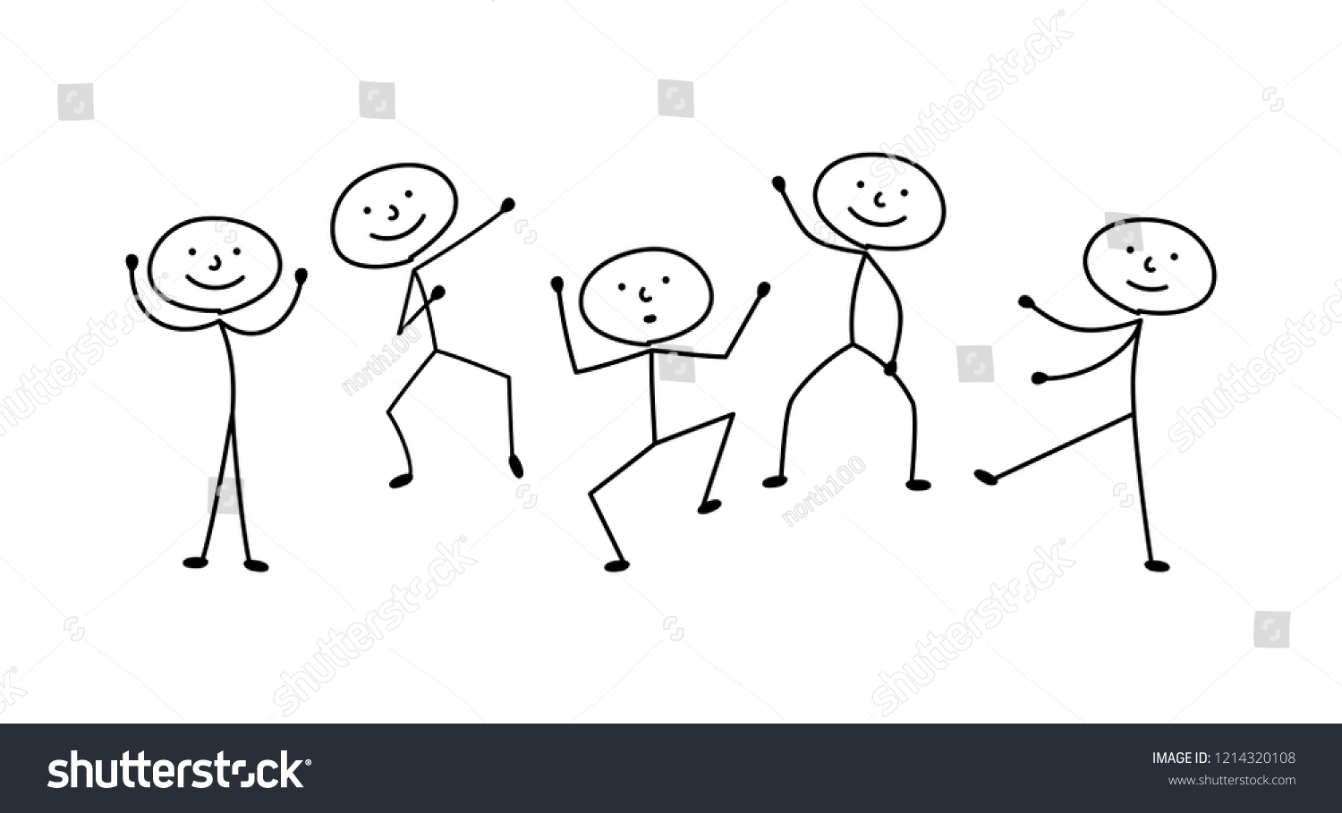 Sketches Stick Figure People Isolated Silhouettes Stock Vector (Royalty ...