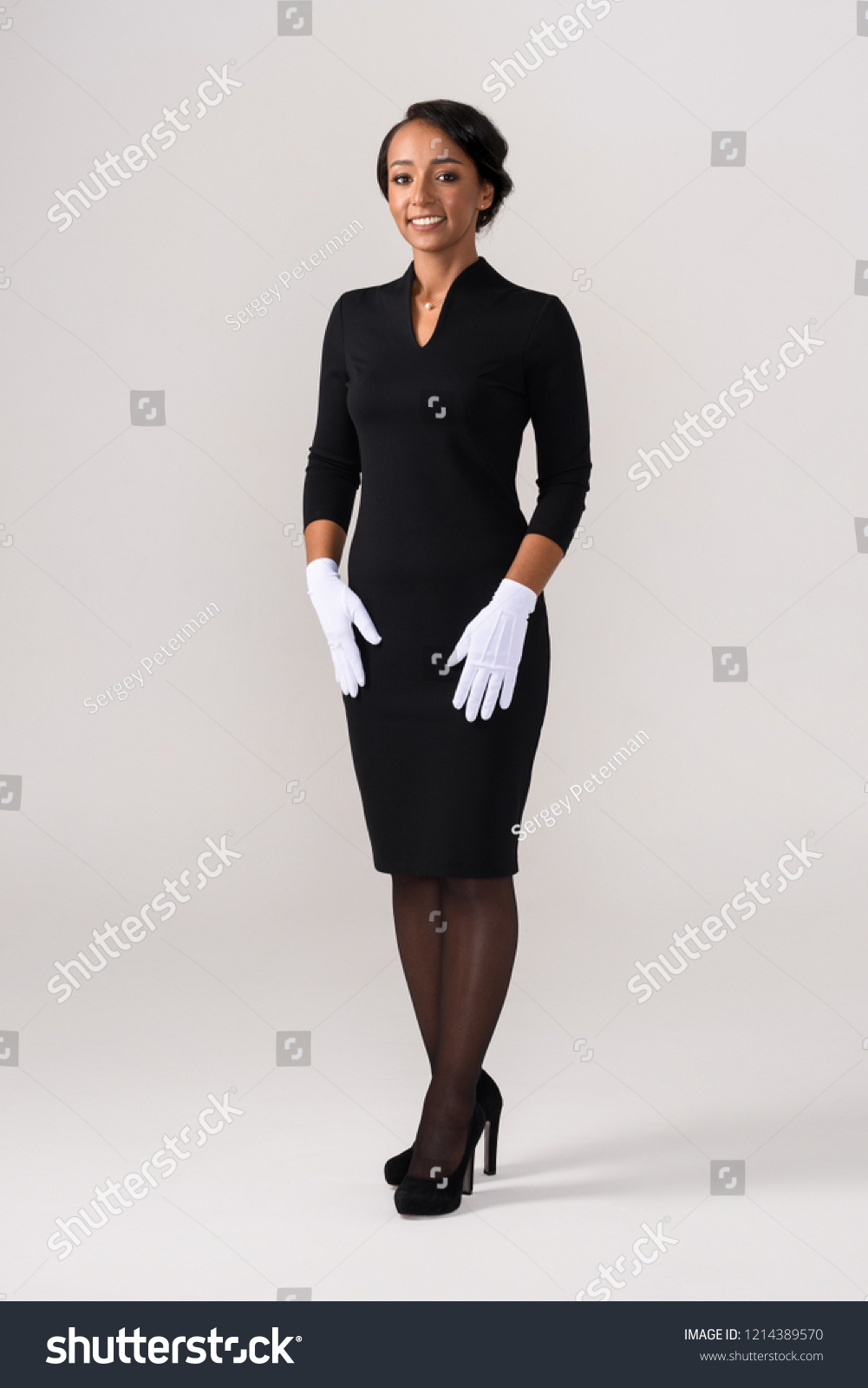 black dress white gloves