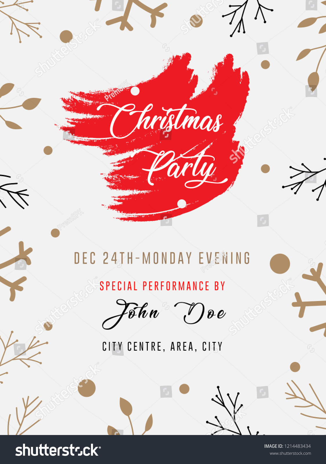 Red Color Theme Christmas Party Flyer Stock Vector (Royalty Free ...