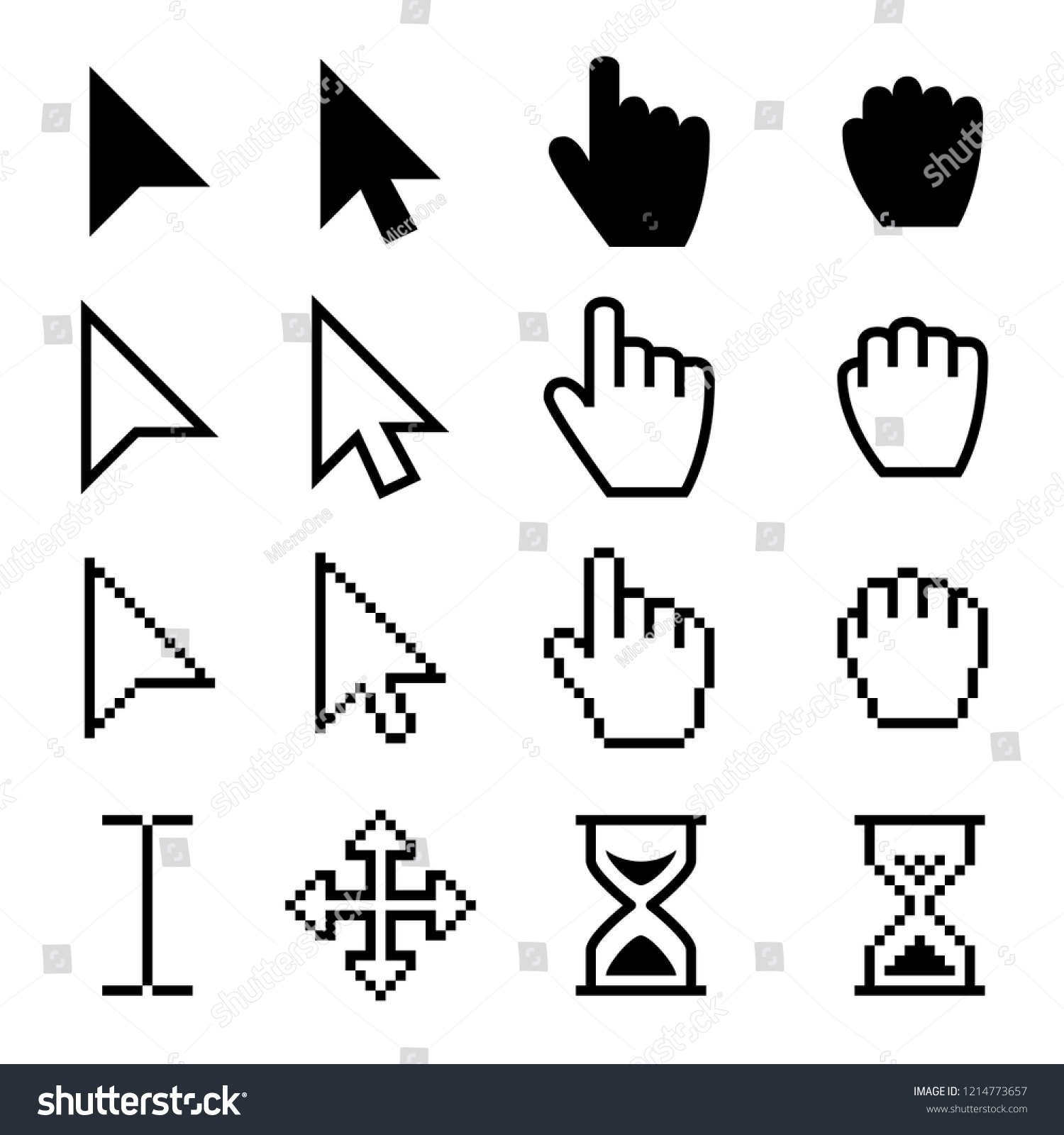 Arrow Web Cursors Digital Hand Pointers Stock Illustration 1214773657 ...