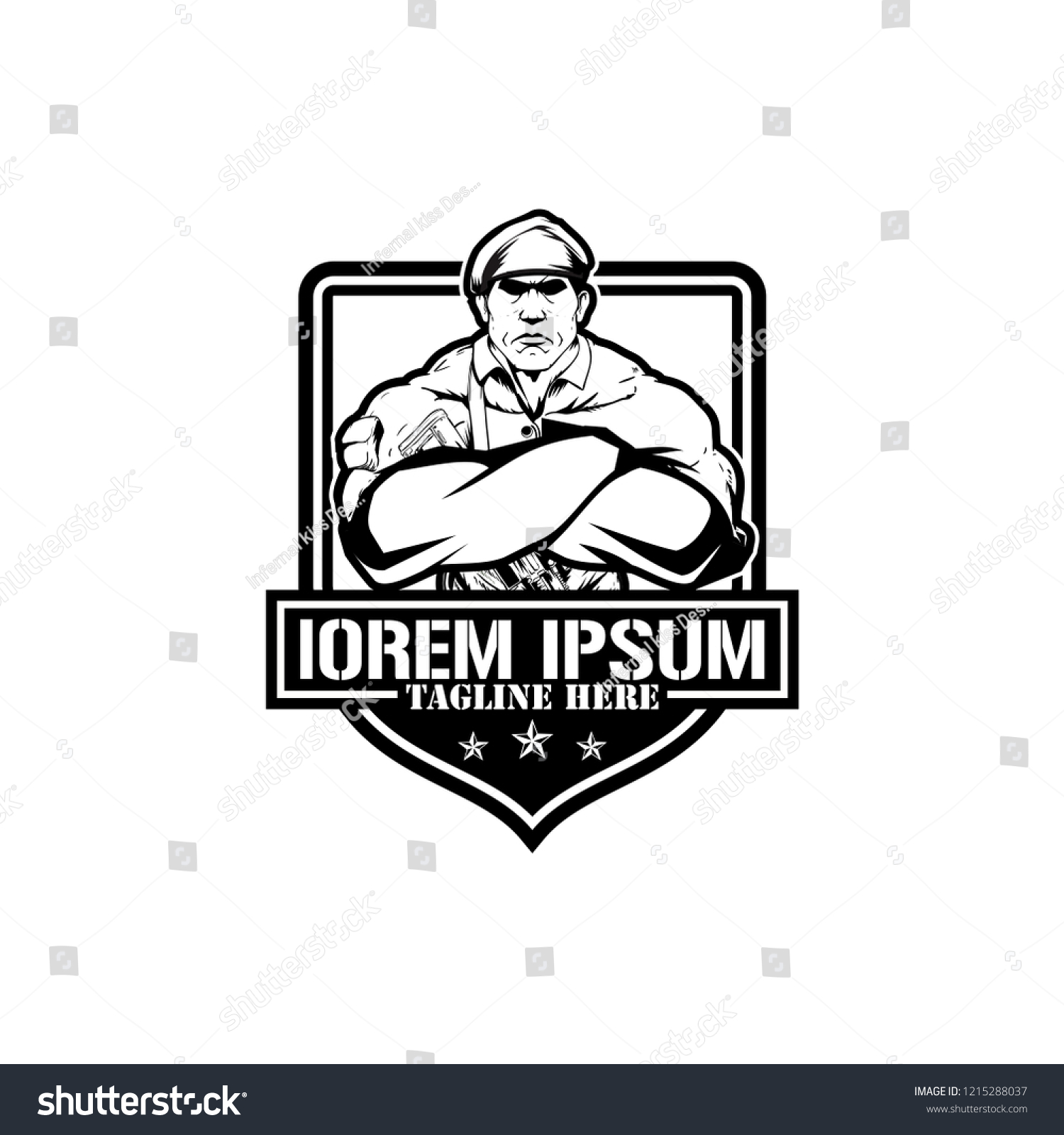 Black White Army Soldier Vector Logo Stock Vector (Royalty Free ...