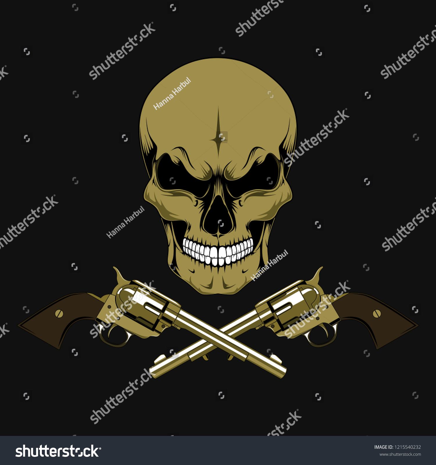 Vector Image Skull Revolvers Stock Vector (Royalty Free) 1215540232 ...