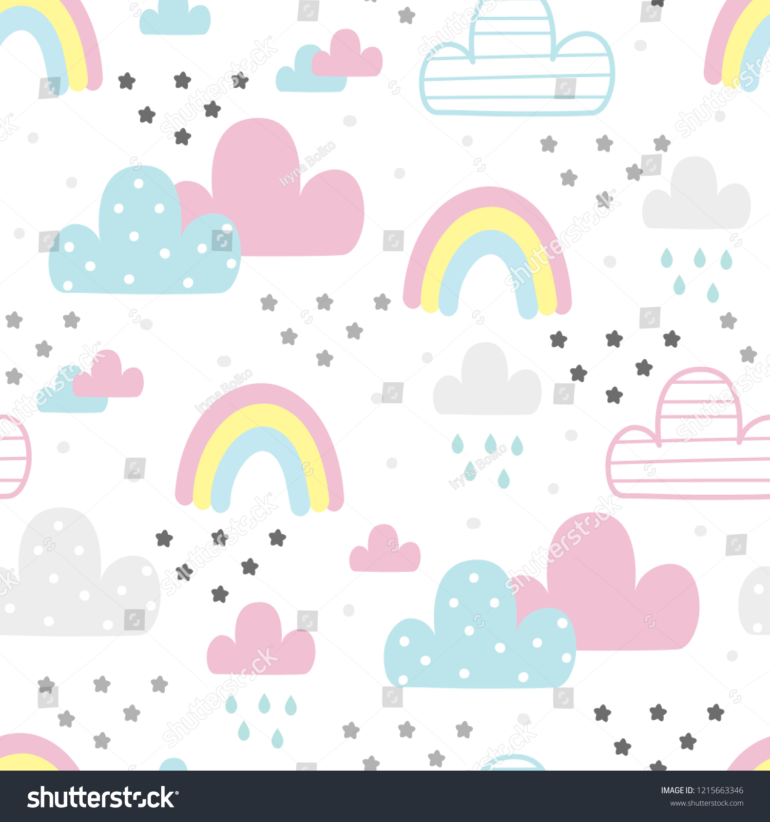 Cute Hand Drawn Clouds Seamless Pattern Stock Vector (Royalty Free ...