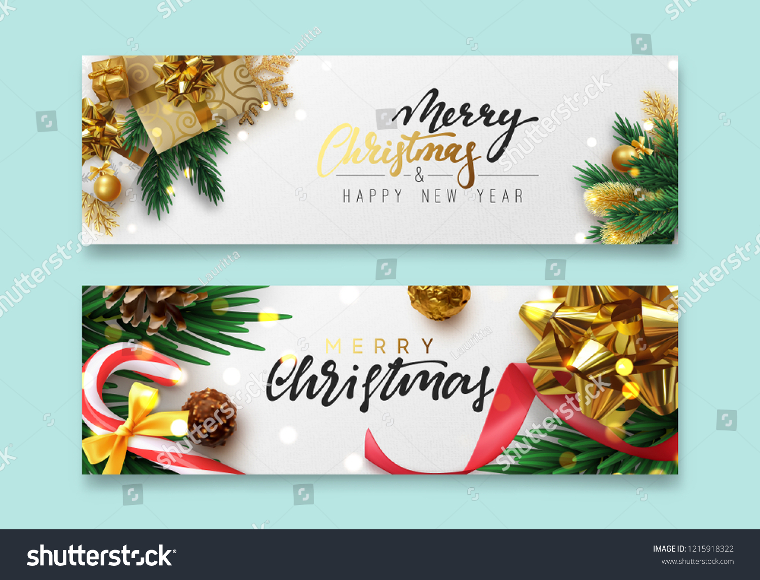 Christmas Banner Xmas Festive Decoration Horizontal Stock Vector ...